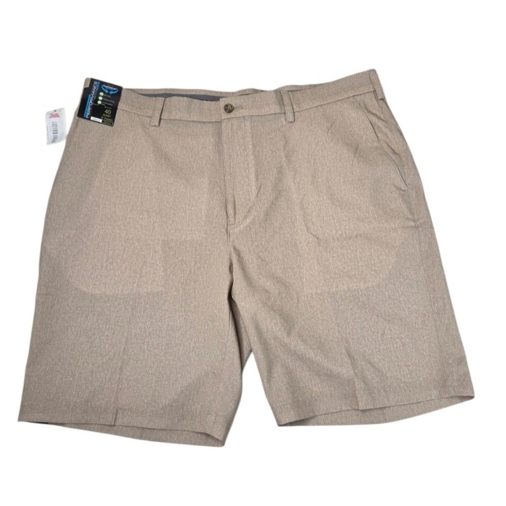 NEW‎ Roundtree & Yorke Mens Tan Performance Shorts 40 Moisture Wicking Golf
